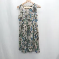 ◇ ⊂ UNIVERVALMUSE 総柄 ひざ丈 ワンピース サイズ表記なし グレー ブルー レディース E  【1408220002528】