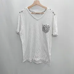 ◇ monkey time 一部ペイズリー柄 半袖 Tシャツ サイズL ホワイト ブラック レディース E  【1408220002948】