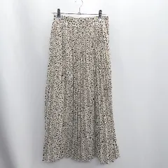 ◇ ems excite 総柄 ロング丈 フレア スカート サイズM ベージュ ブラック レディース E  【1408220002689】