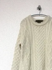 【Inis Crafts】90s アイルランド製 フィッシャーマンニット M アランニット セーター ヴィンテージ 古着