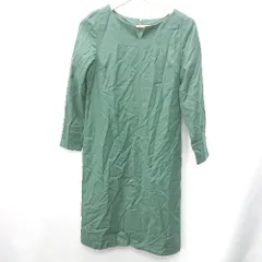 ◇ NATURAL BEAUTY BASIC 長袖 ひざ丈 ワンピース サイズS グリーン レディース E  【1408220003211】