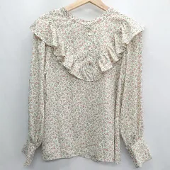 ◇ vis-à-vis ビザビ 花柄 長袖 ブラウス サイズF ホワイト系 ピンク レディース E 【1408220008643】