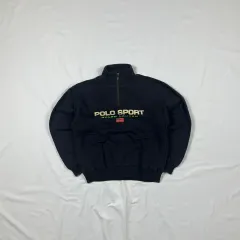 90s POLO SPORT ポロスポーツ Spellout ハーフジップアップ スウェットシャツ