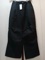 コットン ワイド ブラック パンツ M 新品