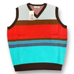 参考上代19800円 未使用 TTT_MSW 22AW Border Knit Vest ボーダーニットベスト セーター ティーモダンストリートウェア TTT-2022AW-KT02 ブラウン L （71863A）のサムネイル