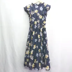 ◇ GRL グレイル 花柄 半袖 膝下丈 ワンピース サイズM ネイビー系 レディース E  【1408220010714】