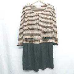 ◇ respiration pink label 長袖 膝下丈 ワンピース サイズM-L ブラウン ブラック レディース E  【1408220012060】