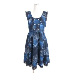 アクシーズファム axes femme 星座柄 ジャンパー スカート ワンピース ひざ丈 フリル M ネイビー ■FF