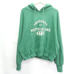 ◇ via j　ヴィアジェイ 正面文字　コットン100% 長袖 パーカー サイズＭ グリーン レディース E  【1408220013418】のサムネイル