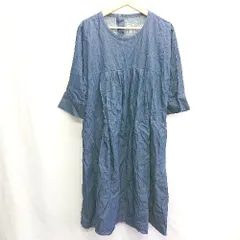 ◇ 株式会社良品計画 長袖 ひざ丈 ワンピース サイズM-L ブルー レディース E  【1408220013937】