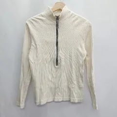 ◇ JEANASIS ジーナシス ハーフジップアップ スタンドカラー 長袖 リブニットロンT サイズF ホワイト レディース E  【1408220013777】