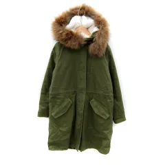 N.Natural Beauty Basic N.ナチュラルビューティーベーシック モッズコート ミリタリーコート ロング丈 フード付き ジップアップ ライナー付き ファー M カーキ /SY27