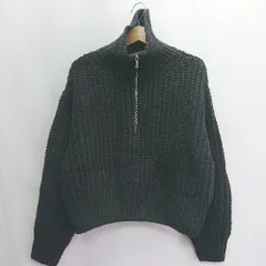 ◇ H&M エイチアンドエム 長袖 ハーフジップニット サイズXL ブラック レディース E  【1408220014194】