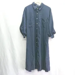 ◇ OLIVE des OLIVE オリーブ デ オリーブ パフスリーブ 長袖 マキシ ワンピース サイズM ネイビー系 レディース E 【1408220015443】