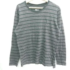 ◇ nano universe ボーダー柄 長袖 ロンT サイズL パープル系 ブラック メンズ レディース E  【1408220015290】