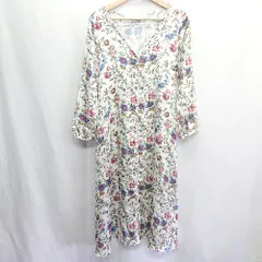 ◇ apart by lowrys アパートバイローリーズ 花柄 長袖 ロング丈 ワンピース サイズF オフホワイト レディース E  【1408220015214】