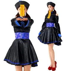 キョンシー 仮装 肩出しキョンシー コスプレ 可愛い コスプレ ハロウィン レディース 仮装 衣装 コスチューム ハロウィン (タトゥーシール付き) 中国ゾンビ ホラー コスチューム 演出服 学祭な [Dtekeac] 文化祭 舞台装 イベント用品 変装パーテ