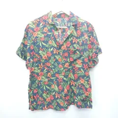 ◇ GLOBAL WORK グローバル ワーク レーヨン オープンカラー 半袖 シャツ サイズM ネイビー レディース E  【1408220015856】