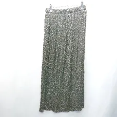 ◇ GLOBAL WORK グローバル ワーク 花柄 ウエストゴム マキシ丈 プリーツ スカート サイズF ブラック レディース E  【1408220015788】