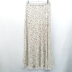 ◇ LOWRYS FARM ローリーズファーム 花柄 ウエストゴム マキシ丈 フレア スカート サイズF オフホワイト レディース E  【1408220015771】