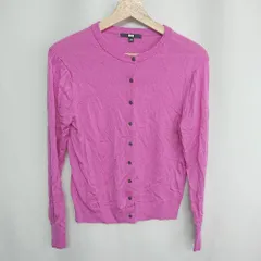 ◇ UNIQLO ユニクロ ウール100％ 長袖 カーディガン サイズM ピンク系 レディース E  【1408220016228】