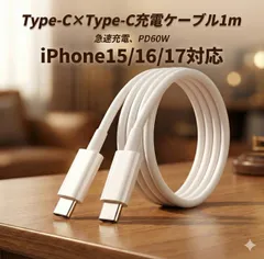 Type-C ケーブル　タイプC ケーブル Type-C to Type-C 急速充電 スマホ PD 1m iPhone 17 16 15 対応　充電ケーブル Android 60W アイフォン アンドロイド