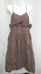 ◇ w closet ダブルクローゼット フリル ロング丈 ワンピース サイズF ブラウン レディース E  【1408220023585】