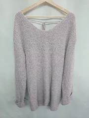 ■ who's who Chico フーズフーチコ ニット 長袖 膝丈 ワンピース サイズF ピンク ブルー レディース E  【1408220023219】