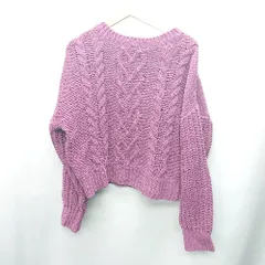 ◇ one after another NICE CLAUP 長袖 ニット セーター サイズF パープル レディース E  【1408220031719】