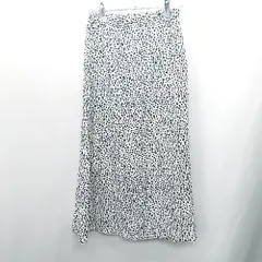 ◇ E hyphen world gallery PEACE 総柄 ロング丈 フレア スカート サイズF ホワイト ブラック レディース E  【1408220031702】