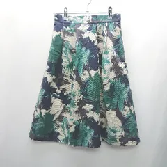 ◇ closet story UNITED ARROWS 総柄 ひざ丈 フレア スカート サイズ表記なし グリーン　ネイビー レディース E  【1408220032907】