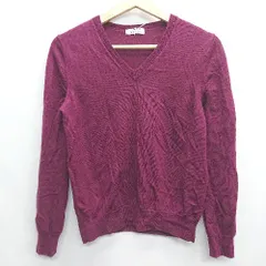 ◇ HUMAN WOMAN ヒューマンウーマン 長袖 Vネックカットソー サイズＭ ボルドー レディース E  【1408220033621】