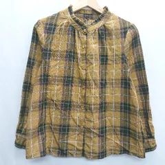 ◇ DRESKIP ドレスキップ チェック柄 長袖 シャツ サイズM キャメル レディース E  【1408220041541】