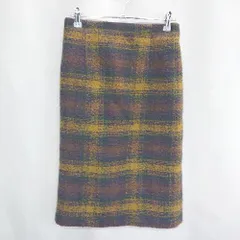 ◇ ROPE PICNIC ロペピクニック チェック柄 ひざ丈 タイト スカート サイズ36 ブルー マスタード レディース E  【1408220041466】