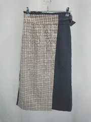 ◇ MAJESTIC LEGON マジェスティックレゴン チェック柄 ロング丈 フレア スカート サイズM ネイビ－ グレー レディース E  【1408220042333】