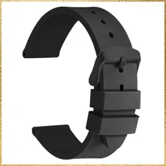 ☆彡送料無料でお届け☆彡22mm_ブラック／黒色尾錠 [WOCCI]時計バンド シリコンラバー 22mm 防水時計替えベルト スポーティ ゴム腕時計ベルト 黒/ブラックバックル
