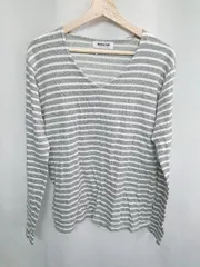 ◇ monkey time UNITED ARROWS Vネック 長袖 カットソー サイズL グレー ホワイト メンズ E  【1408220043248】