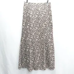 ◇ earth music&ecology 花柄 ロング丈 フレア スカート サイズM ブラウン レディース E  【1408220044320】