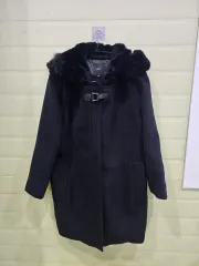 YETTS ファー WHO フード ウール アンゴラ コート ブラック