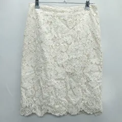 ◇ Θ NATURAL BEAUTY BASIC 花レース柄 膝丈 タイト スカート サイズM オフホワイト レディース E  【1408220048939】