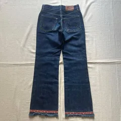 00s　archive　アーカイブ古着　OLD EDWIN　エドウィン　503モデル　フレアシルエット　ブーツカットデニム　ジーンズ　裾フリンジ加工　チロリアン柄ライン　花刺繍　濃紺　インディゴ　Y2K　平成レトロ　ヒッピー　Tyrolean denim