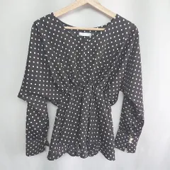 ◇ rienda リエンダ ドット柄 長袖 チュニック サイズFree ブラック レディース E  【1408220054275】