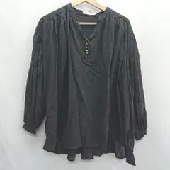◇ AMERICAN HOLIC アメリカン ホリック シアー素材 長袖 ブラウス サイズM ブラック レディース E  【1408220058303】