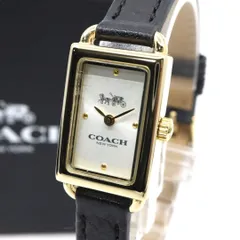 【美品】コーチ COACH 腕時計 レディース Cadie キャディ ゴールド シルバー ブラック レザー レクタンギュラー スクエア CA.144.7.34.3634 クォーツ アナログ 2針 シンプル クラシック エレガント 上品 アールデコ調 G11