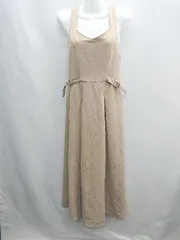 ◇ UNFIELD　アンフィールド 胸元紐 ノースリーブ マキシ ワンピース サイズM ベージュ系 レディース E  【1408220058518】