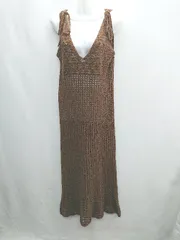 ◇ GU　ジーユー 前面シアー ノースリーブ キャミソール サイズM ブラウン レディース E  【1408220058884】