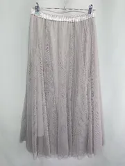 ◇ NATURAL BEAUTY BASIC ナチュラルビューティーベーシック ロング チュール スカート サイズS グレージュ系 レディース E  【1408220063215】