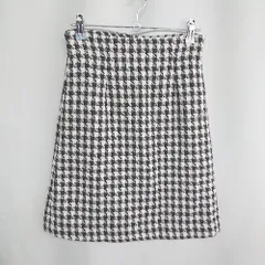 ◇ EDIT COLOGNE ギンガムチェック柄 ひざ丈 台形 スカート サイズS ブラック ホワイト レディース E  【1408220064250】