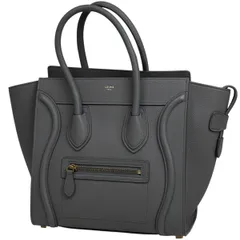セリーヌ CELINE ラゲージ マイクロショッパー トートバッグ ハンドバッグ レザー グレー レディース 【中古】
