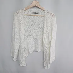 ◇ kastane カスタネ シアー加工　編みニット 長袖 カーディガン サイズF ホワイト レディース E  【1408220064175】